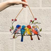 Colgante acrílico 2D con estampado plano de pájaros, flores, animales, árbol para el hogar, ventana, decoración colgante, regalo, mochila para coche, adorno de carillón de viento para mascotas, 2 piezas - details 1