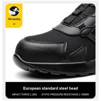 Zapatos De Seguridad Para Hombre Con Botones Giratorios Y Punta De Acero Indestructibles Antipinchazos Y Con Almohadilla De Aire Botas De Trabajo Con Suela De Goma Material De Tela Y Algodón - details 10