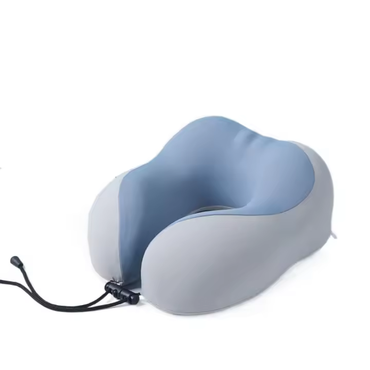 Almohadas de viaje gruesas de rebote lento en forma de U, almohadilla refrescante de espuma para el cuello, bolsas de almacenamiento, cojín de soporte para el cuello extraíble, aviones - 1