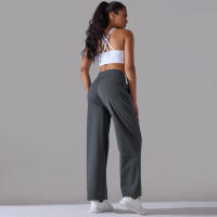 Pantalones de oficina sueltos de cintura alta informales de pierna ancha para mujer, pantalones de baile - details 30