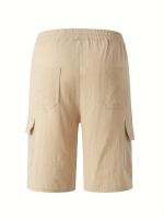 Pantalones cortos Cargo de lino con múltiples bolsillos para hombre, pantalones cortos con cordón de cintura a la moda para exteriores - details 34