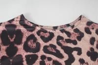 Vestido de Mango Largo con Cuello Redondo Estilo Bodycon de Leopardo para Mujeres Moda de Club Sexy - details 7