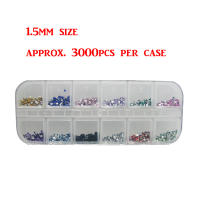 Piedras Preciosas de 3000pcs 1.5mm para Uñas Decoración Redonda con Brillantes Coloridos Caja Dura para Arte de Uñas DIY - details 1