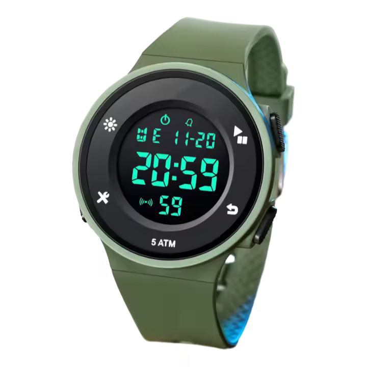 Reloj Digital Para Hombre LED Deportivo Reloj Militar Con Alarma Y Luz Luminosa Resistente Al Choque Y Al Agua Multifuncional Material De Correa De Silicona - 1