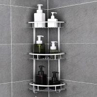 Estante esquinero para baño, organizador, cesta de pared plateada sin taladro - details 11