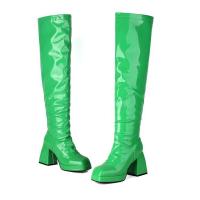 Botas hasta la rodilla de otoño e invierno, tacones súper altos, botas de cuero negro, actuación de pole dance, botas de mujer, cremallera lateral - details 15