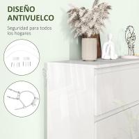 Cómoda con 6 Cajones Cómoda de Dormitorio Moderno con Diseño Anti-vuelco Cajonera para Salón Pasillo 112x34x75 cm Blanco Brillo - details 2