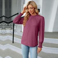 Tops con cuello para mujer, camiseta de algodón lisa holgada para otoño e invierno, camiseta elegante, moda, - details 14