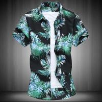 Camisa azul negra púrpura con solapa de un solo pecho de manga corta estampada blanca de verano para hombre, talla asiática M-5XL 6XL 7XL - details 14