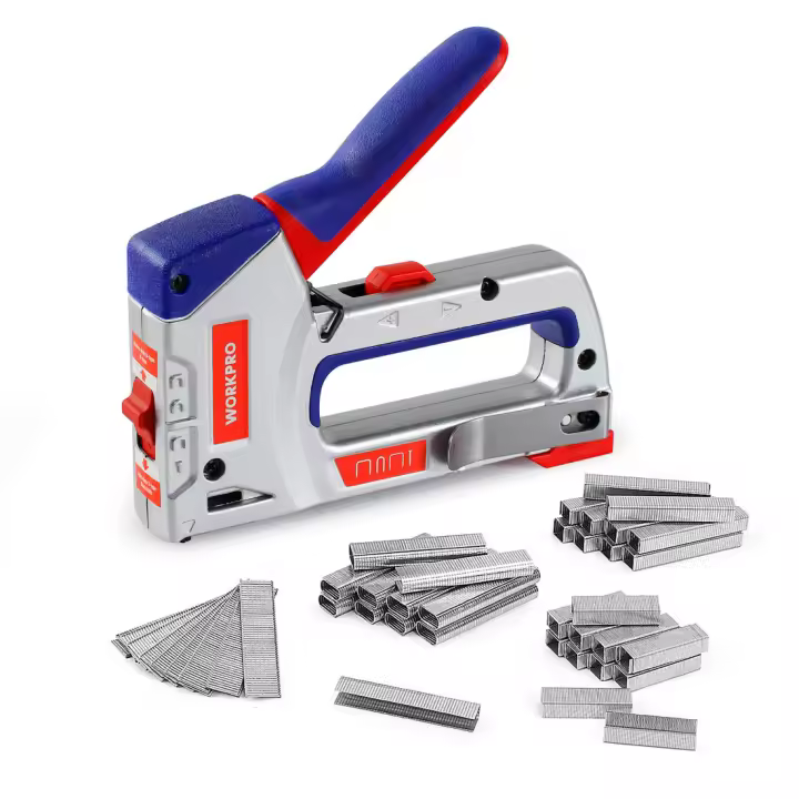 WORKPRO-grapadora Manual 4 en 1 para decoración del hogar, pistola de clavos con 4000 grapas, para bricolaje, muebles - 1