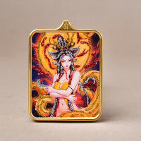 Colgante Thangka tibetano, aleación de acero de titanio cuadrado Zaki Ram, color, múltiples patrones de oro para elegir, recto - details 1