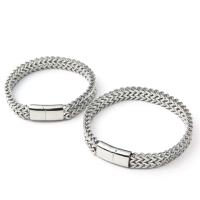 Accesorios de moda Pulsera de hombre trenzada de acero inoxidable cuadrada reversible con hebilla magnética de titanio - details 1