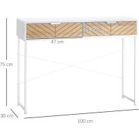 Mesa de Consola Moderna de Metal 100x30x75 cm con 2 Cajones de Almacenamiento - details 2