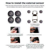 Sistema de supervisión de presión de neumáticos TPMS para coche USB externo recargable con LCD sistema de alarma de temperatura y presión de neumáticos con 4 sensores - details 7