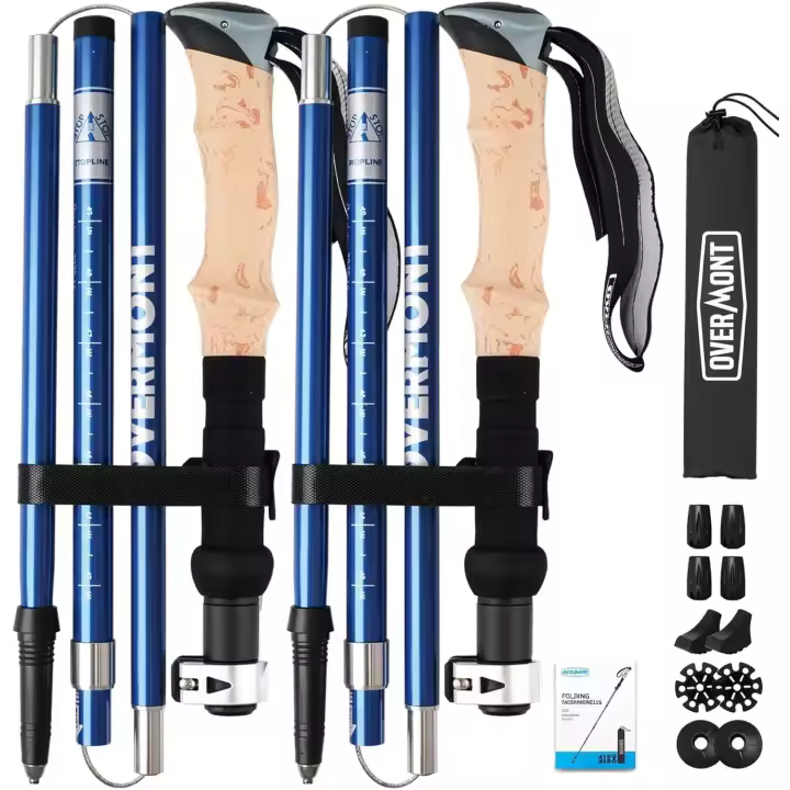 Bastones Trekking Bastones Senderismo Plegables de Carbono Ultraligeros Ajustables 105-125CM 1 Par Bastones Marcha Nórdica para Senderismo Alpinismo Trail Viaje - 1