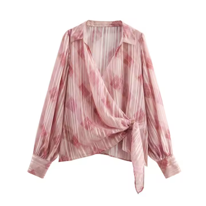 OUWU- Nuevo Abrigo Para Mujer: Blusa Frontal Con Detalles Plisados, Mangas Largas Y Dobladillo Asimétrico Para Un Look Moderno - 1