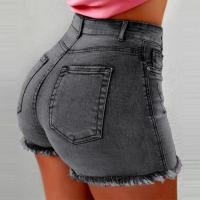 Pantalones cortos de mezclilla elásticos, pantalones calientes rasgados de cintura alta con borlas, pantalones cortos de mujer - details 4