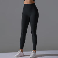 Hamidou-Pantalones deportivos de Yoga para mujer, mallas de cintura alta y caderas ajustadas, glúteos de melocotón, pantalones de Yoga desnudos de cintura alta - details 8