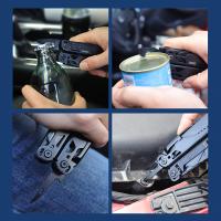 1 multiherramienta GHK 22 en 1 con cuchillo plegable, alicates, cortador de cables, tijeras, sierra, clip para cinturón, alicates, llave hexagonal múltiple - Acero inoxidable - Para hombres - Ideal para trabajo, EDC, camping, mochilero, supervivencia - Gr - details 13