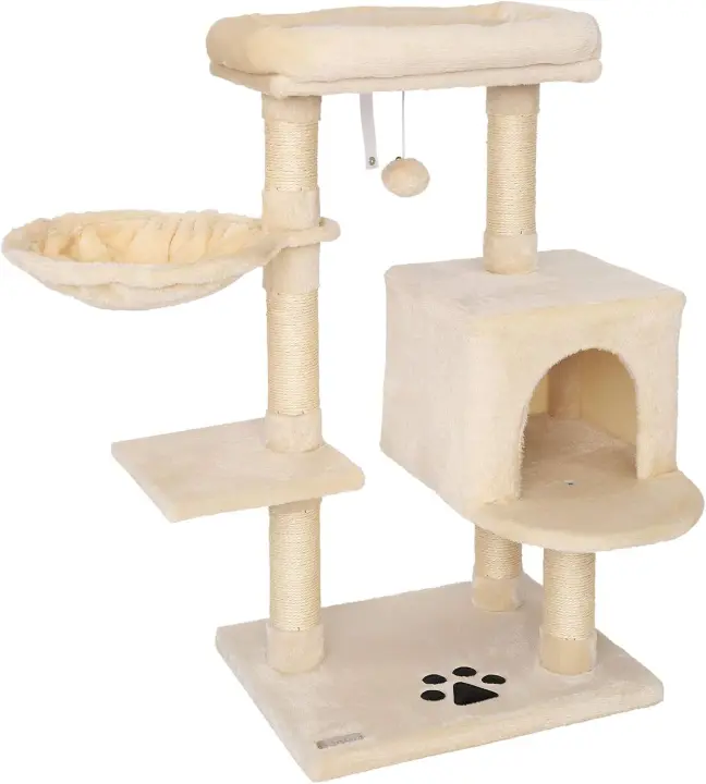 Árbol rascador para Gatos Altura 93 cm, Beige - 1