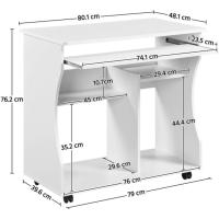 Mesa de Escritorio con Ruedas Escritorio de Oficina Extraíble con Estantería para PC Impresora - details 2