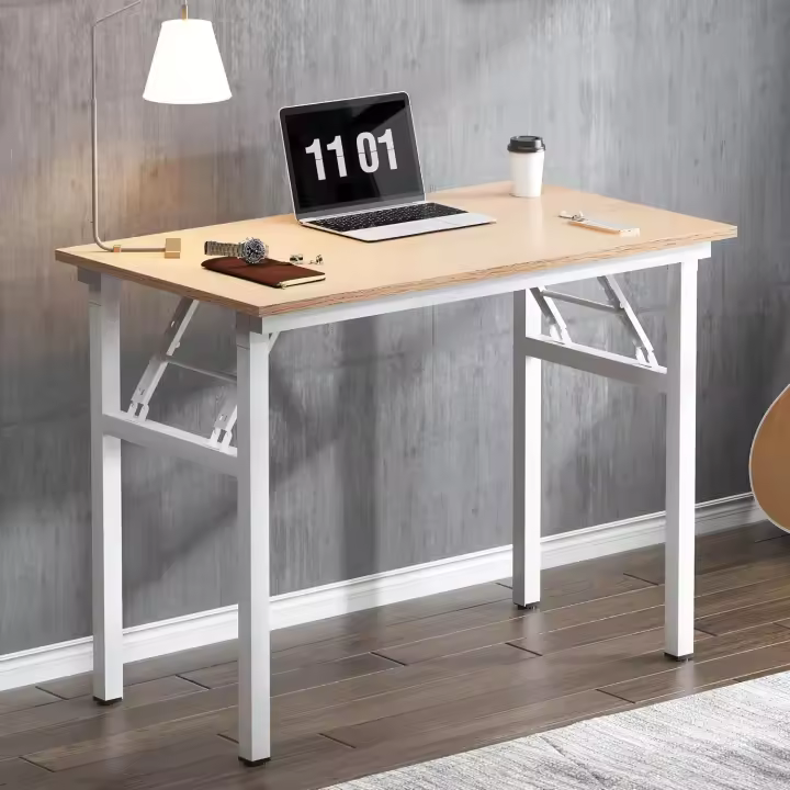 Mesa de Escritorio Plegable para computadora 80 x 40 x 75 cm Escritorio para computadora Escritorio de Oficina Mesa de Escritura, Mesa de Conferencia,Teca & Negro, AC5CB-8040-SH - 1