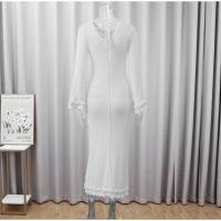 Vestido de Punto con Encanto O-cuello Ajuste Delgado, Manga de Flecos, Lático de Espalda, Moda de Calle para Mujeres en Otoño - details 1
