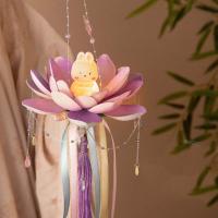 Linternas de flores de loto DIY, paquete de Material brillante, linterna de loto de conejo, linterna luminosa hecha a mano para Festival del Medio Otoño - details 7
