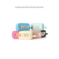 Bolsa de cosméticos con alfabeto bordado, impermeable, bolsa de lavado corporal, bolsa de almacenamiento portátil de gran capacidad. - details 1