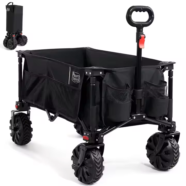 Carrito de Playa Grande con Ruedas Transporte Plegable para Jardín Carga hasta 100kg - 1