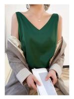 Top de Halter V para Mujer Camisola de Verano de Seda de Satén Blanco Vestido Delgado de Moda - details 24
