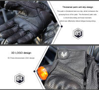 Guantes Retro de cuero para montar en motocicleta, anticaída, transpirables, resistentes al desgaste, de dedo completo, novedad de 2024 - details 11