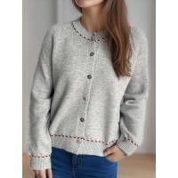 Ropa de mujer elegante de punto suelto con cuello redondo y manga larga a la moda para primavera y otoño - details 2