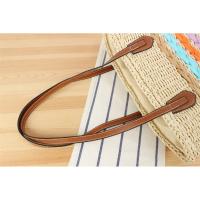 Bolsos de paja para mujer, bandoleras a rayas de arcoíris, gran capacidad, para vacaciones en la playa, Vintage, verano, 2025 - details 10