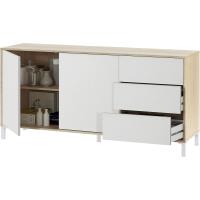 Conjunto de Muebles de Sala de Estar de Roble Canadian y Blanco Cajones, Buffet, Molo Brooklyn - details 1