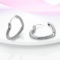 Pendientes de aro para mujer, de Plata de Ley 925, amor romántico, pendientes de aro con dije en forma de corazón para mujer, pendientes, regalos de joyería - details 0