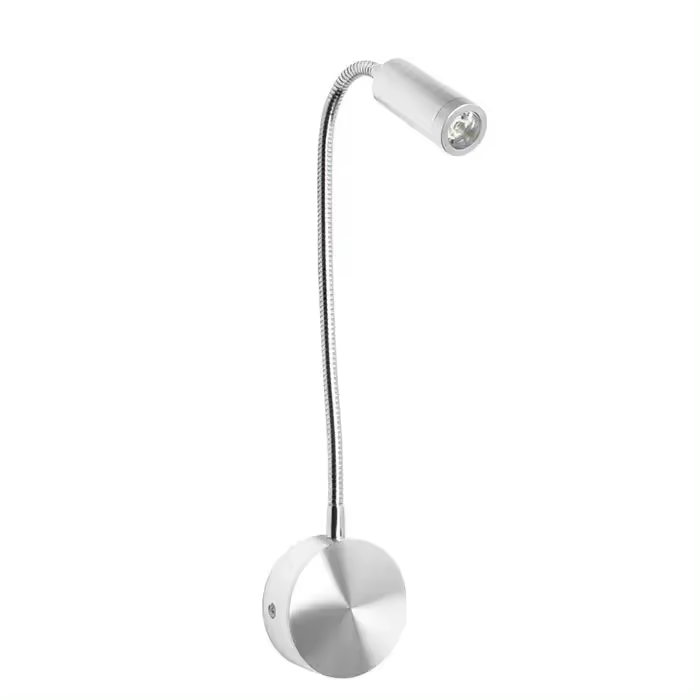 Luz de lectura LED de bronce de 3W, lámpara de pared con cuello de cisne negra, blanca y plateada para cabecera de cama, escritorio, interruptor de noche de 4000K - 1