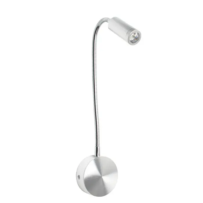 Luz de lectura LED de bronce de 3W, lámpara de pared con cuello de cisne negra, blanca y plateada para cabecera de cama, escritorio, interruptor de noche de 4000K - 1
