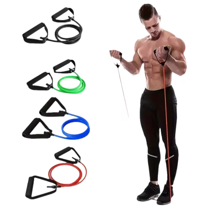 Banda de Resistencia de 5 Niveles con Manijas Yoga Pull de Fitness para Entrenamiento de Fuerza en Casa Deportes y Salud - 1
