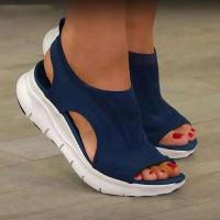 Sandalias de cuña con punta abierta para Mujer, zapatos informales ligeros con plataforma de pescado de malla, verano 2024 - details 1