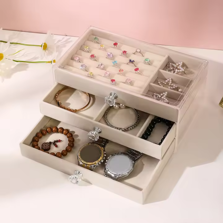 Caja Transparente para Joyas Almacenamiento con Cajones de Varias Capas - 1