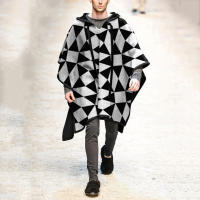 Moda masculina otoño e invierno nuevos chales, camisetas, capas y abrigos de lana - details 7