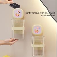 Caja de almacenamiento con ventosa de plástico, cesta de almacenamiento transparente para ahorrar espacio en el baño, soporte de carga grande, soporte para cepillo de dientes montado en la pared - details 3