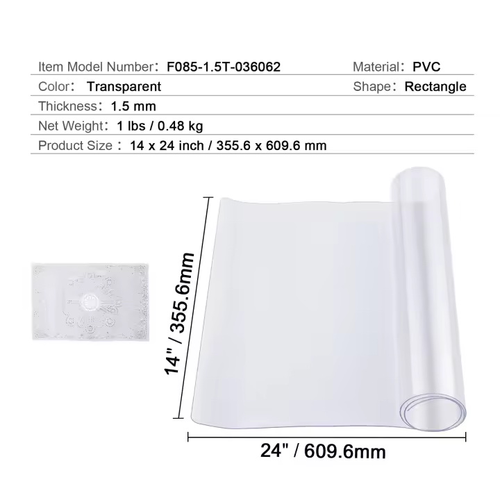 SucceBuy Funda de plástico para mesa, protector de PVC transparente, alfombrilla de escritorio impermeable para oficina, comedor, mesita de noche - 1
