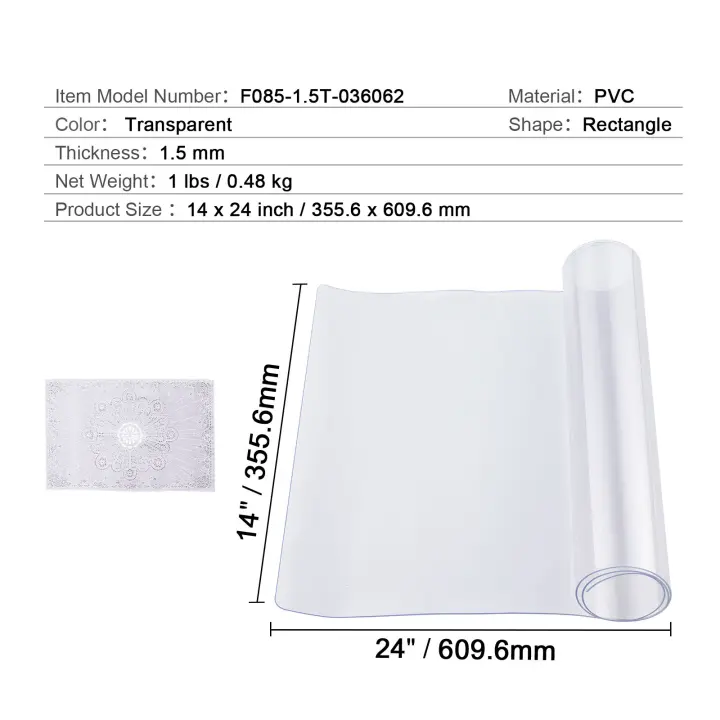 SucceBuy Funda de plástico para mesa, protector de PVC transparente, alfombrilla de escritorio impermeable para oficina, comedor, mesita de noche - 1