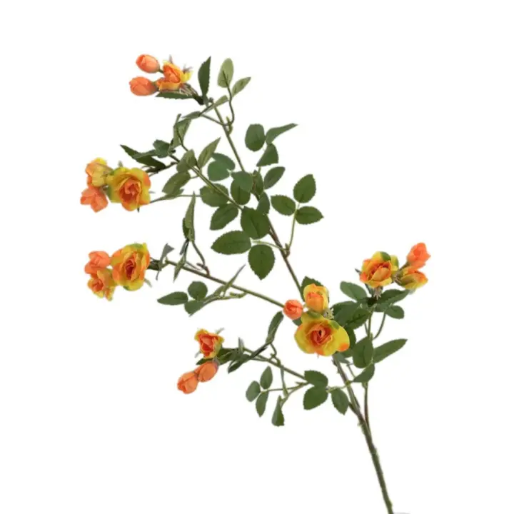 Rama de flor de Rosa Artificial de 65cm, flor de Rosa de imitación de tacto Real de plástico hecha a mano, flores falsas elegantes, decoración para el hogar y la Oficina - 1