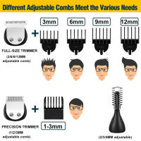 Kit de aseo todo en uno para hombres, recortador de pelo profesional, afeitadora facial corporal, cortadora de pelo eléctrica para Barba, carga usb - details 2