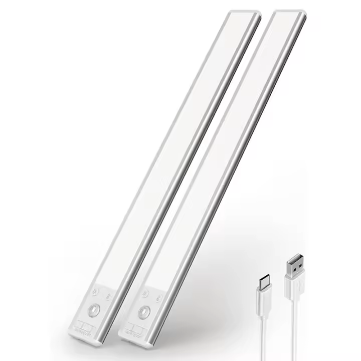 Luces debajo del gabinete LED recargable sensor de movimiento luz regulable, luces inalámbricas debajo del mostrador para escaleras de cocina 1 paquete - 1