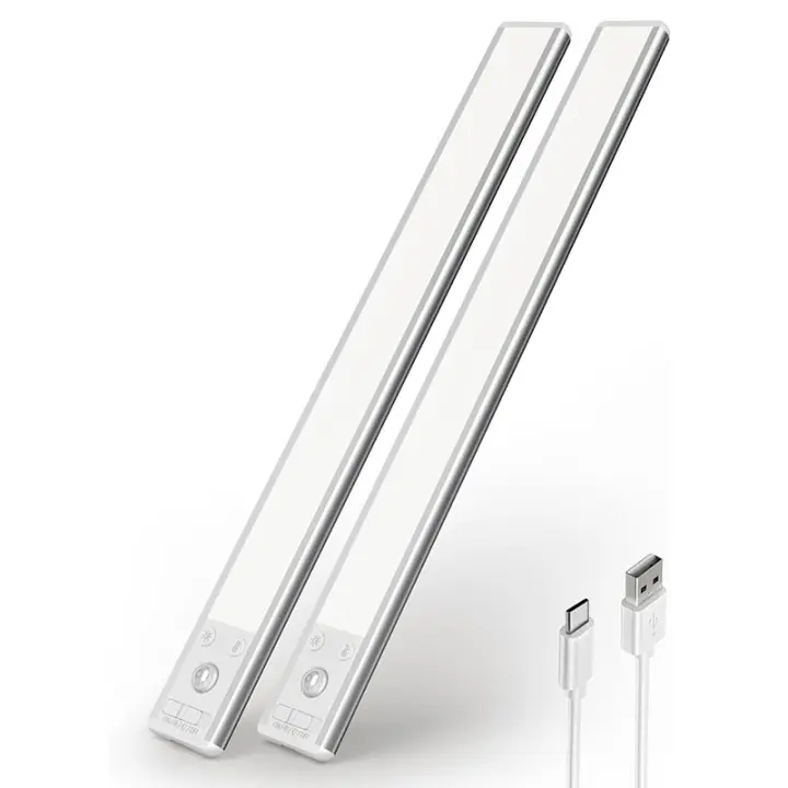 Luces debajo del gabinete LED recargable sensor de movimiento luz regulable, luces inalámbricas debajo del mostrador para escaleras de cocina 1 paquete - 1