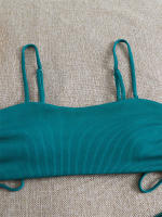 Bikini negro liso para mujer, traje de baño de dos piezas con Tanga de cintura alta y ribetes, 2024 - details 4